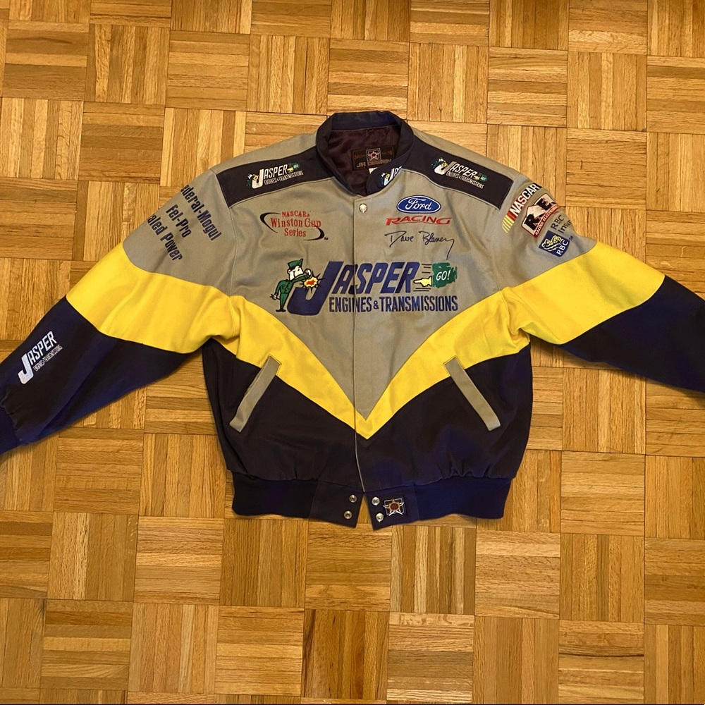 Vintage Dave Blaney NASCAR Drivers Jacket Jasper Engines Ford Racing Winston Cup